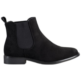Ideal Shoes Bottines Chelsea en daim noir