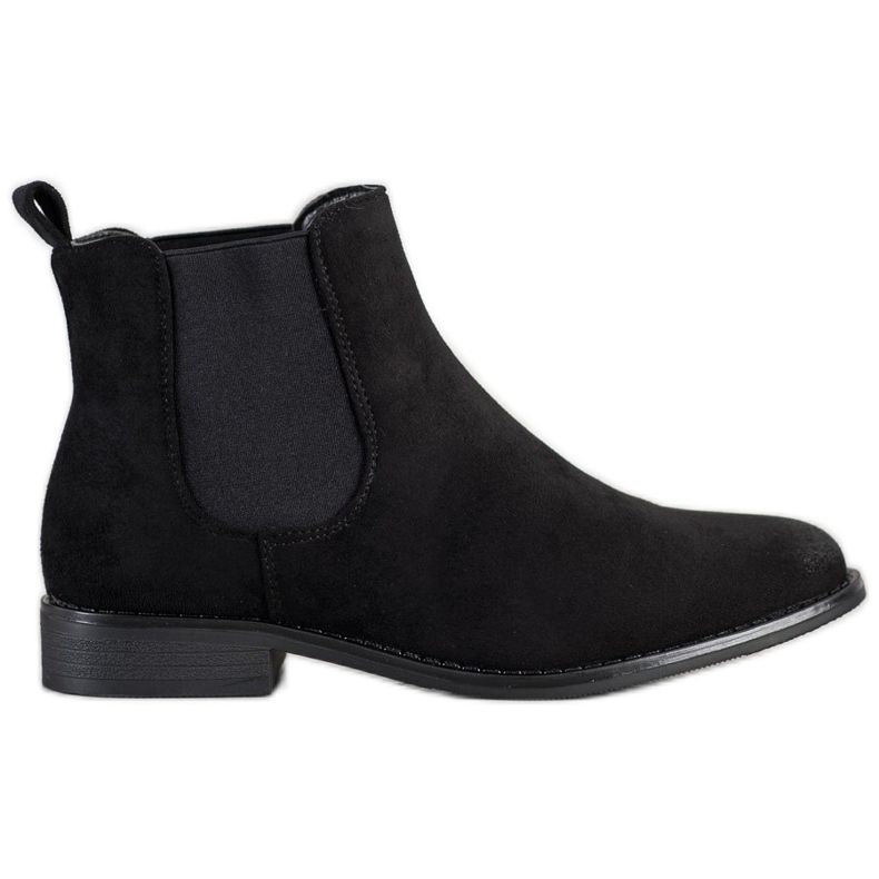 Ideal Shoes Bottines Chelsea en daim le noir
