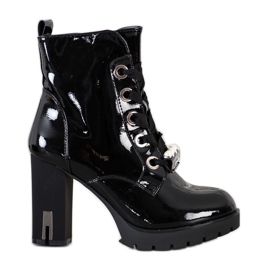 Super Mode Bottes de mode laquées le noir