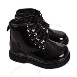 FRROCK Bottes Enfant Bottes Laquées Chaudes Noir Ammy le noir