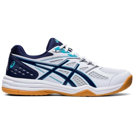 Asics Chaussures de volleyball homme Acics Upcourt 4 blanc et bleu marine 1071A053 100