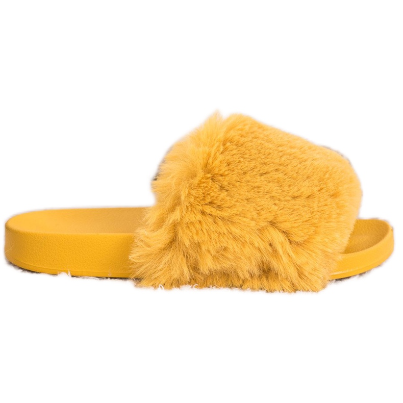 Bona Tongs à la mode avec fourrure jaune