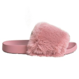 Bona Pantoufles À La Mode Avec Fourrure rose