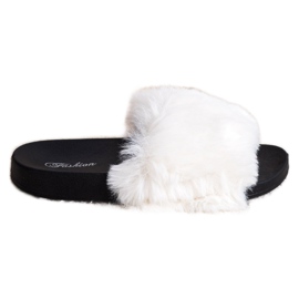 Bona Tongs à la mode avec fourrure blanche