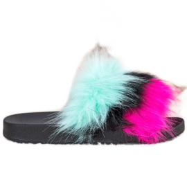 Bona Pantoufles Colorées Avec Fourrure multicolore