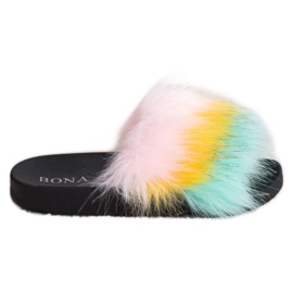 Bona Pantoufles Colorées Avec Fourrure multicolore