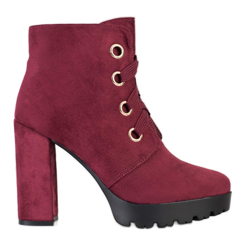 Juliet Bottines à lacets rouge