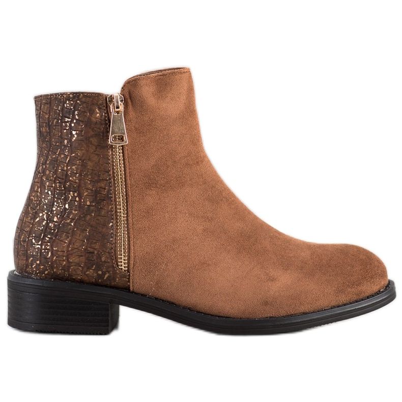 Bestelle Bottes à la mode avec une fermeture éclair brun