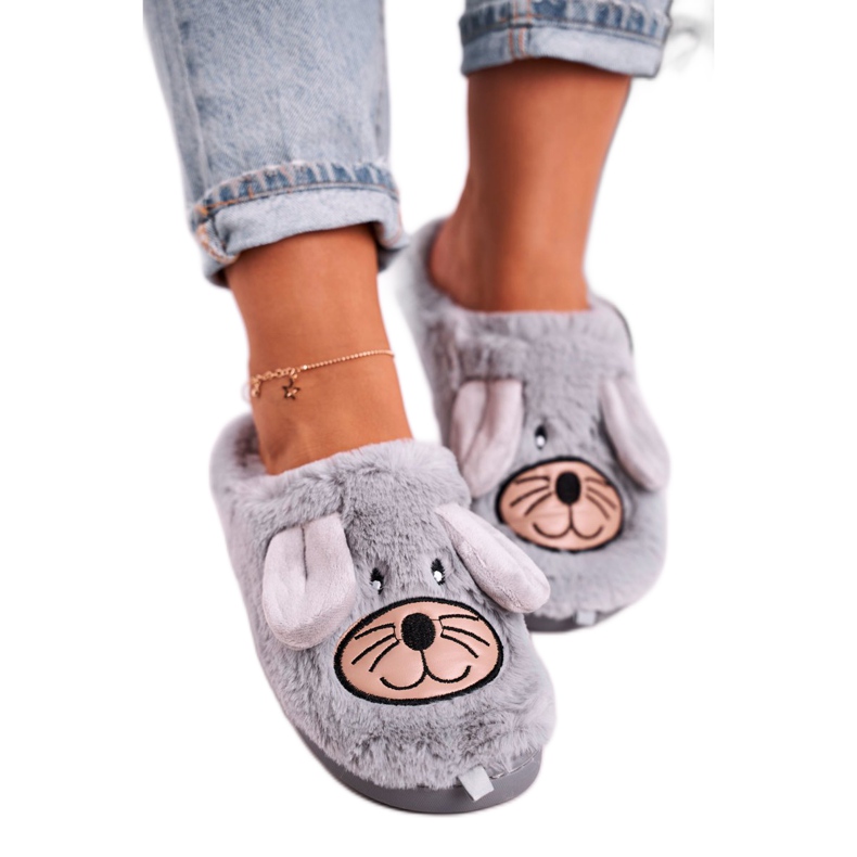 JOMIX Chaussons Femme Gris Fourrure De Souris Home Sweet Home beige JOMIX Chaussons Femme Gris Fourrure De Souris Home Sweet Home beige