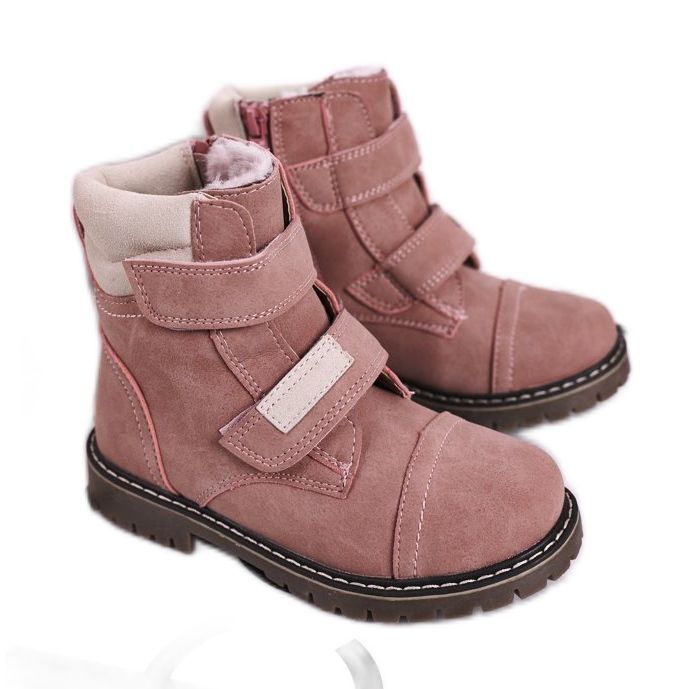 Apawwa Bottes Trappeurs Enfant Chauffées Avec Fourrure Rose Emma Apawwa Bottes Trappeurs Enfant Chauffées Avec Fourrure Rose Emma