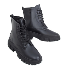 Bottines noires à lacets F663 Noir