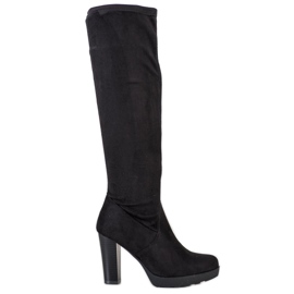 Flyfor Bottes en daim élégantes le noir