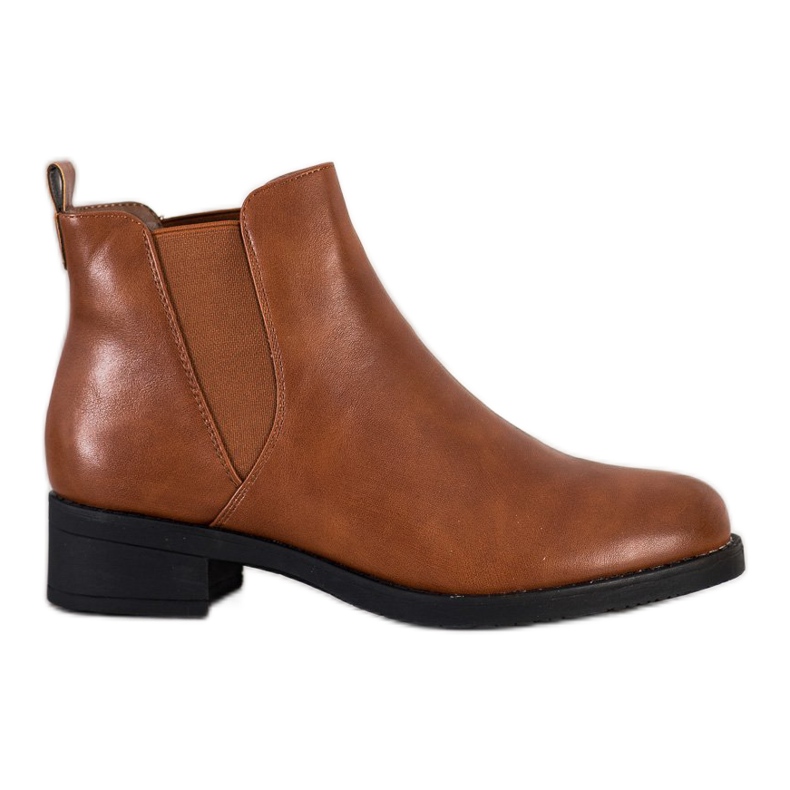 Ideal Shoes Bottines Chelsea en cuir écologique brun
