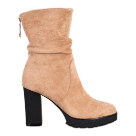 Bella Paris Bottes haute plateforme beige