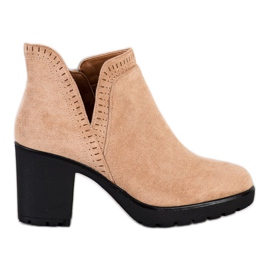 Bella Paris Bottines En Daim Avec Une Coupe beige