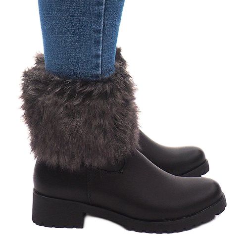 Bottes Avec Fourrure A89620 Noir blanche