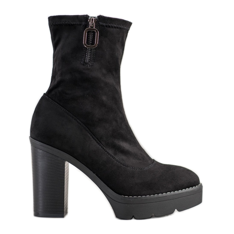 Super Mode Bottes élégantes sur la plate-forme le noir