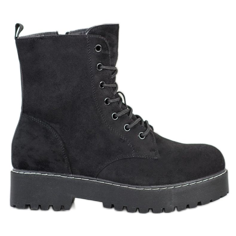 SHELOVET Trappeurs en suède sur la plate-forme le noir