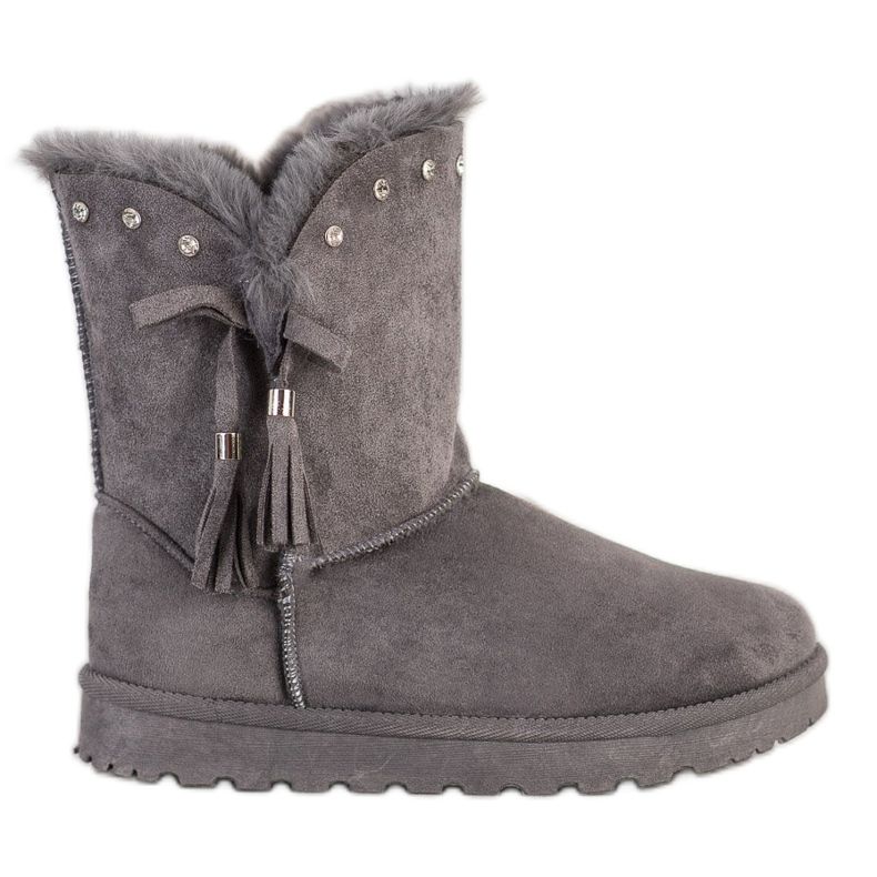 SHELOVET Mukluki gris avec zircone cubique