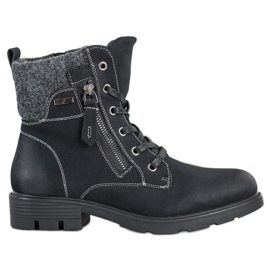 Super Mode Bottes de randonnée avec fermeture éclair décorative noir