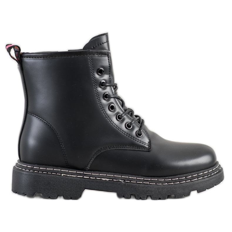 SHELOVET Trappeurs noirs attachés le noir