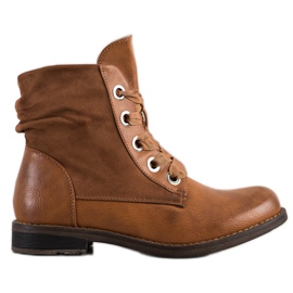 Super Mode Bottes nouées élégantes brun Super Mode Bottes nouées élégantes brun