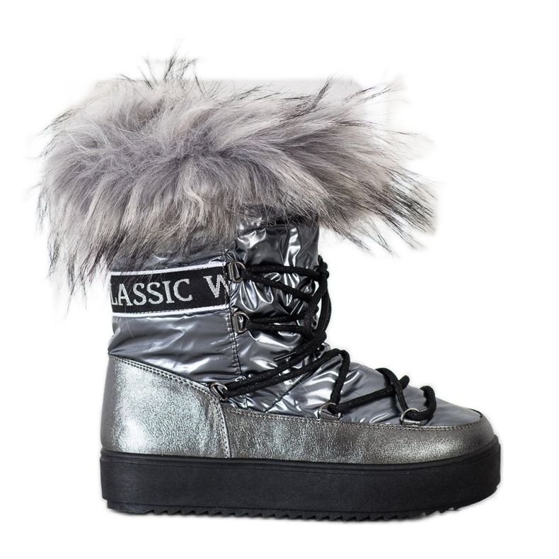 SHELOVET Bottes de neige sur la plate-forme argent gris