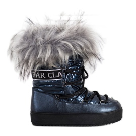 SHELOVET Bottes de neige avec fourrure bleu marine bleu