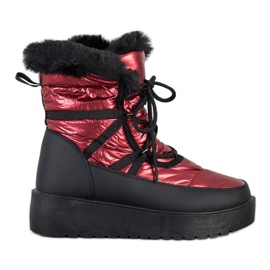 SHELOVET Bottes de neige sur la plate-forme noir rouge