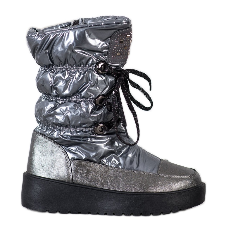 SHELOVET Bottes de neige élégantes sur la plate-forme argent gris