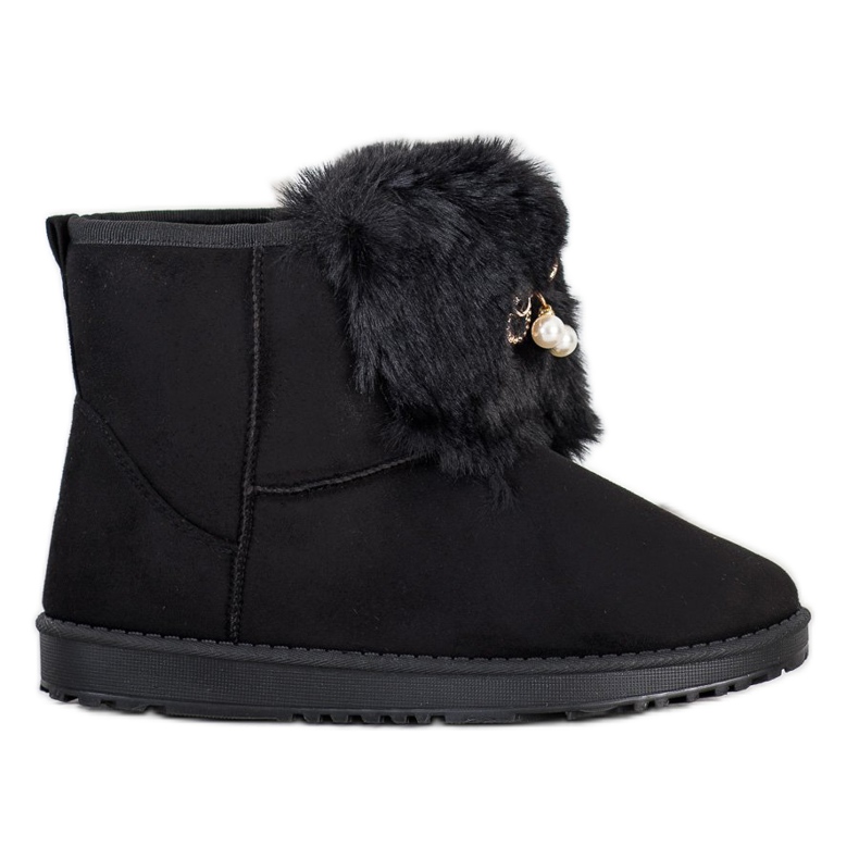 Queentina Mukluki chaud avec ornement le noir