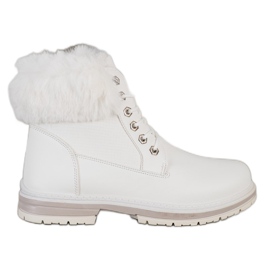 SHELOVET Trappeurs blancs avec fourrure blanche