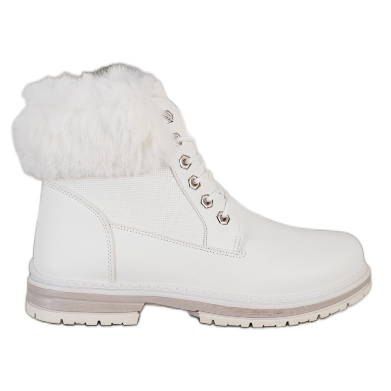 SHELOVET Trappeurs blancs avec fourrure blanche SHELOVET Trappeurs blancs avec fourrure blanche