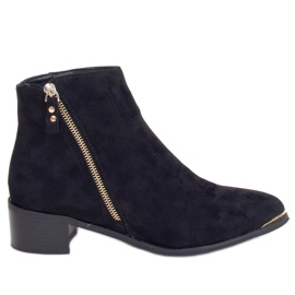 Boots daim noir amande bout 88168-1 Noir