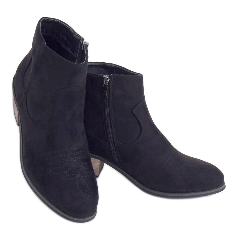 Noir CM-8M2-1 Bottines noires à talons bas le noir