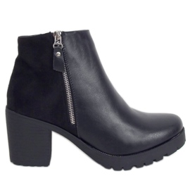 Bottines noires à talons larges J802 Noir le noir