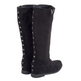 Bottines noires sur talon compensé caché ST-11P Noir