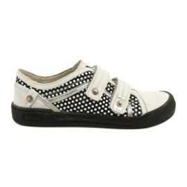 Chaussures à Velcro en Cuir Bartek 78148-25K Pois blanc noir argent