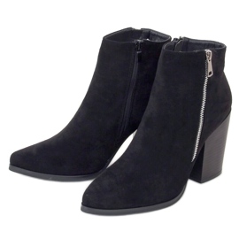 Bottines à talons larges noires TX-1873 Noir