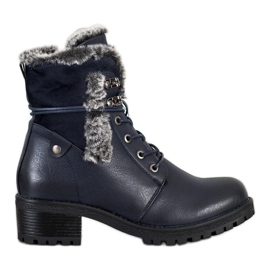 Super Mode Bottines bleu marine avec fourrure