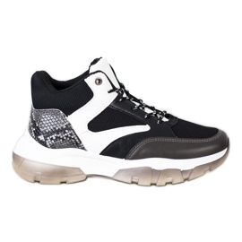 SHELOVET Baskets décontractées blanche le noir gris