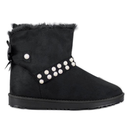 Queentina Mukluki noir avec perles le noir