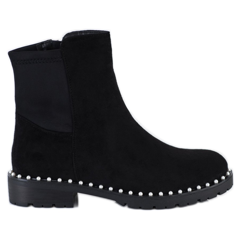 Bestelle Bottines En Daim Avec Perles le noir