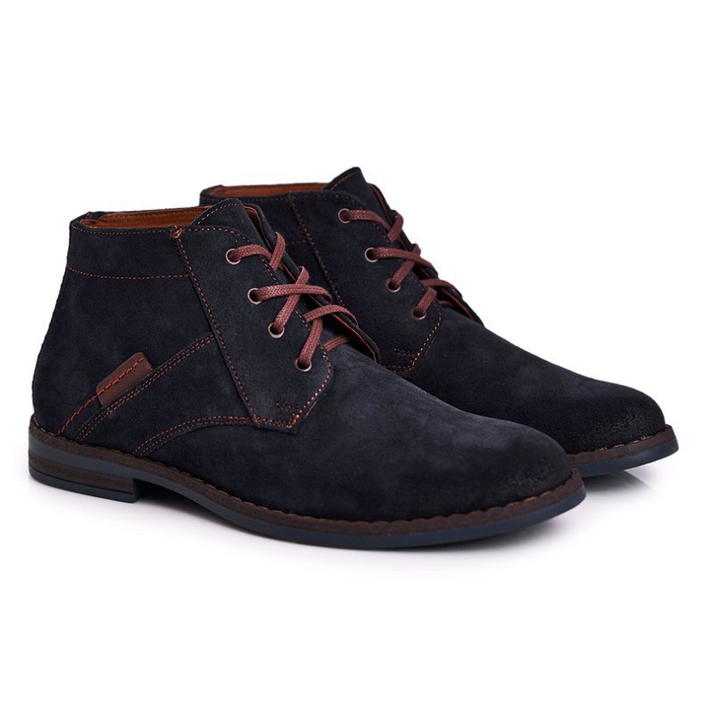 Boots cuir homme Bednarek Boots bleu marine brun Boots cuir homme Bednarek Boots bleu marine brun