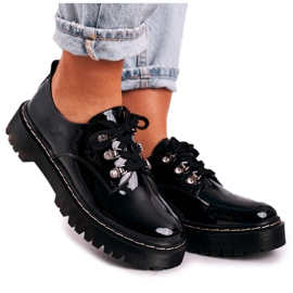 S.Barski Chaussures Oxford pour femmes sur la plateforme S. Barski HX15 Laqué Noir