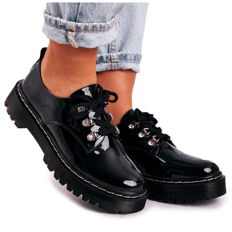 S.Barski Chaussures Richelieu Femme Sur La Plateforme S. Barski HX15 Laqué Noir le noir S.Barski Chaussures Richelieu Femme Sur La Plateforme S. Barski HX15 Laqué Noir le noir