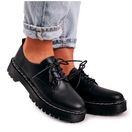 Chaussures Oxford classiques pour femmes sur la plate-forme S.Barski HX62 noir