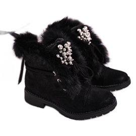 MSMG Bottines Chaudes Enfant Fourrure Nubuck Noir Ella le noir