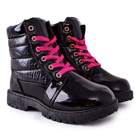 Bottes pour enfants chauffées avec fourrure avec matelassage Pinkie noir