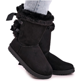 Bottes de neige pour femmes avec un ruban isolé en fausse fourrure noir Kaylee